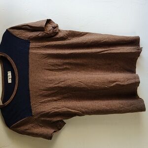Madewell Blue and Brown T-shirt Size Medium